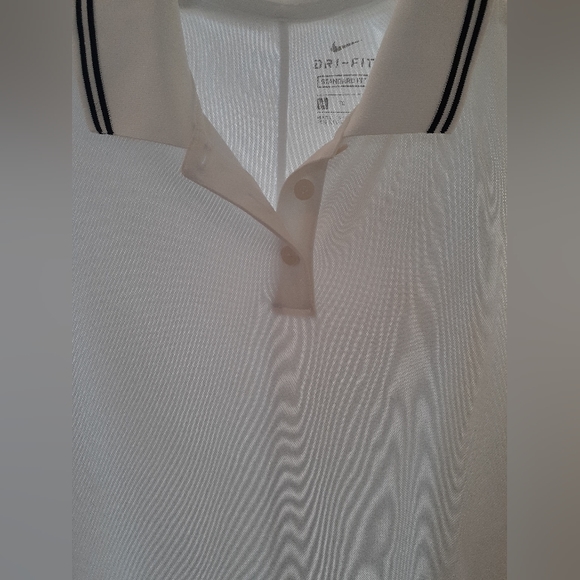 NIKE DRI FIT WOMENS NEW POLO SLEEVELESS TOP SIZE XL WHITE/ BLK - Picture 4 of 8